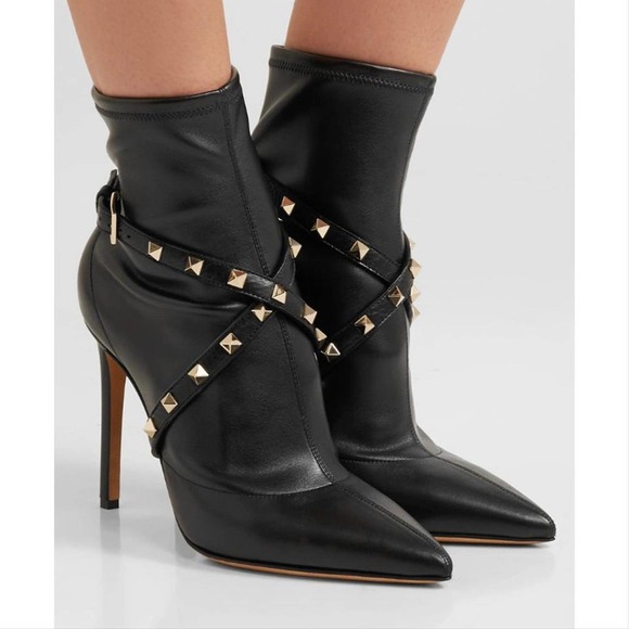 VALENTINO GARAVANI Rockstud Studwrap 105 leather ankle boots - Picture 2 of 5